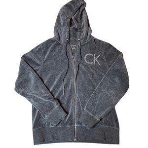 Calvin Klein Rhinestone Bedazzled Velour Tracksuit Zip Up Jacket